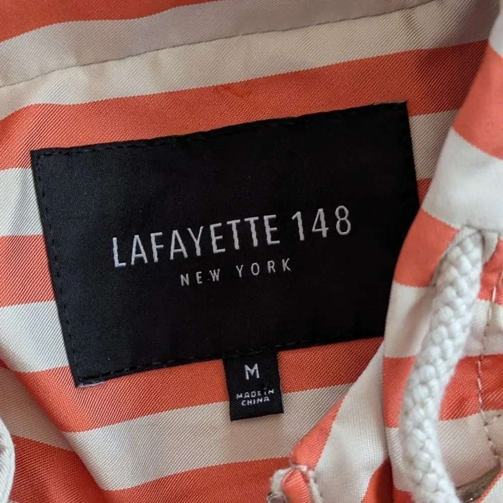 Lafayette 148 New York Joe Lightweight Spring Jacket Rose White Stripe M Medium